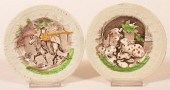 2 TRANSFER DECORATED IRONSTONE