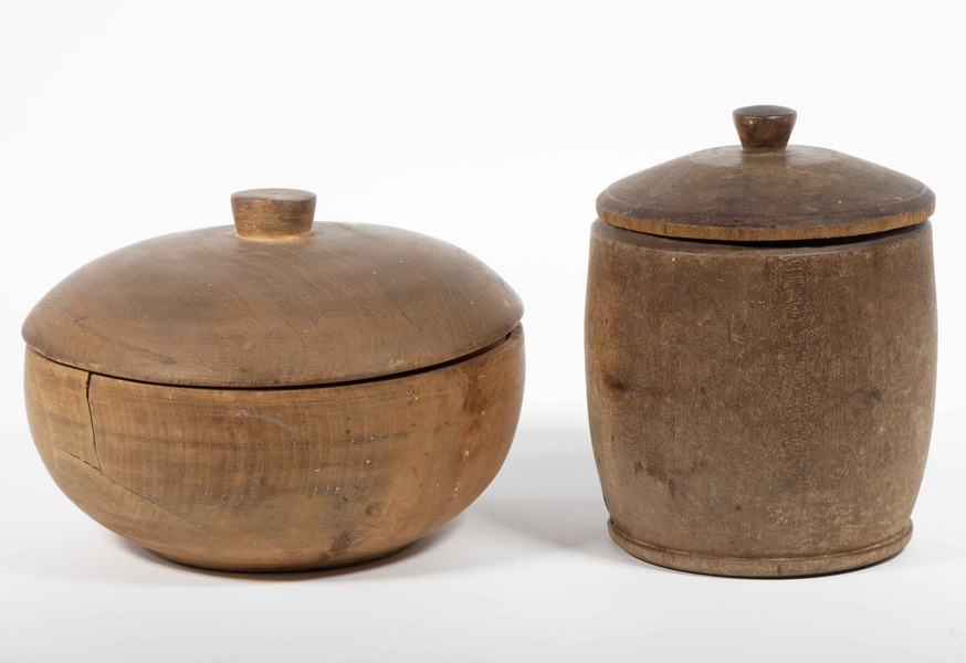 (2) TREENWARE LIDDED VESSELS Lot of