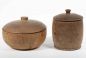 (2) TREENWARE LIDDED VESSELS L