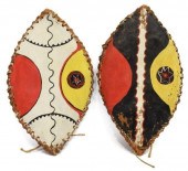 (2) TRIBAL AFRICAN PAINTED LEA