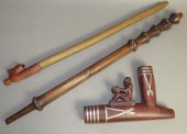 2 TRIBAL CARVED CATLINITE STON