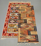 2 TURKISH KILIM WOVEN GEOMETRI