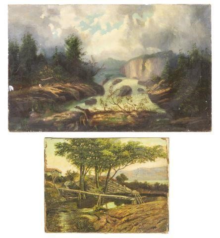 (2) UNFRAMED OIL ON CANVAS
