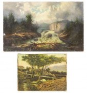 (2) UNFRAMED OIL ON CANVAS LAN