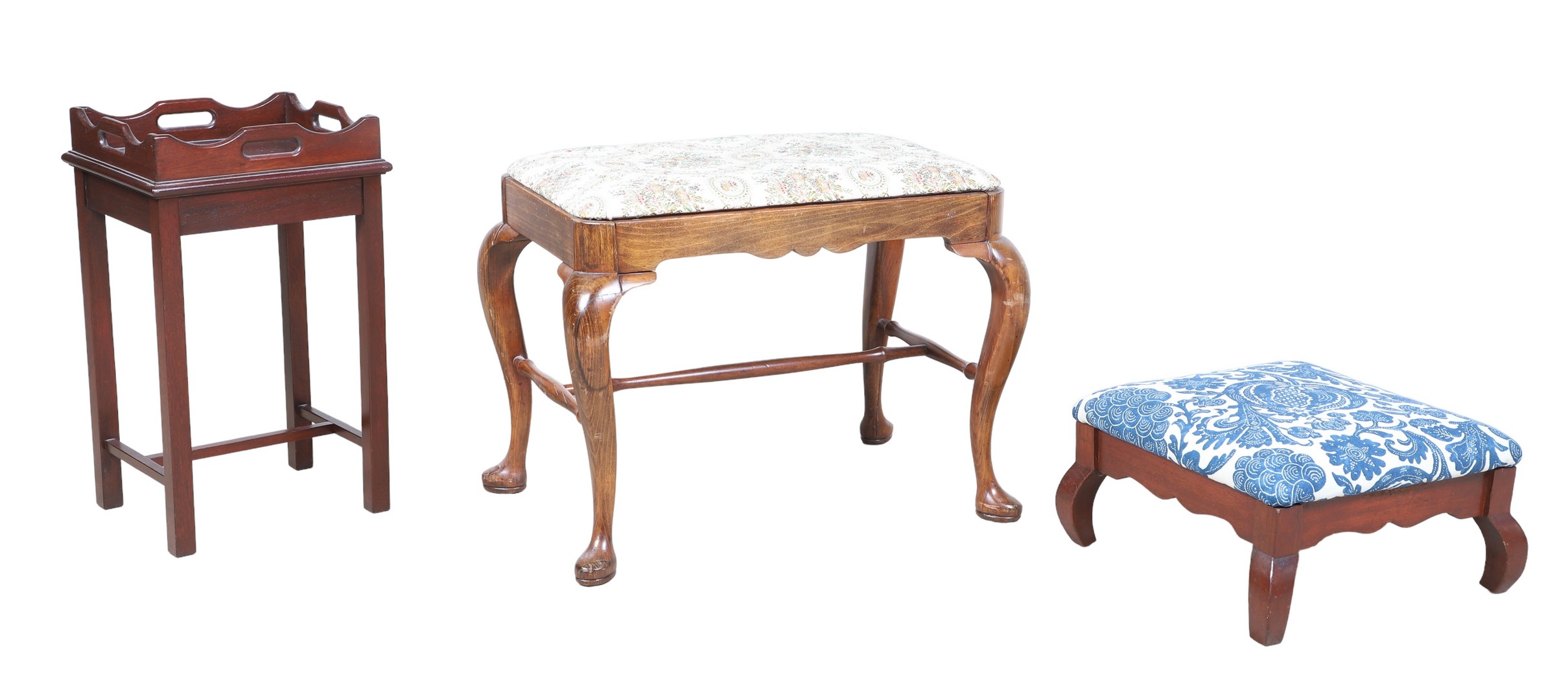 (2) upholstered mahogany