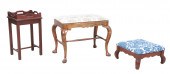 (2) upholstered mahogany foots