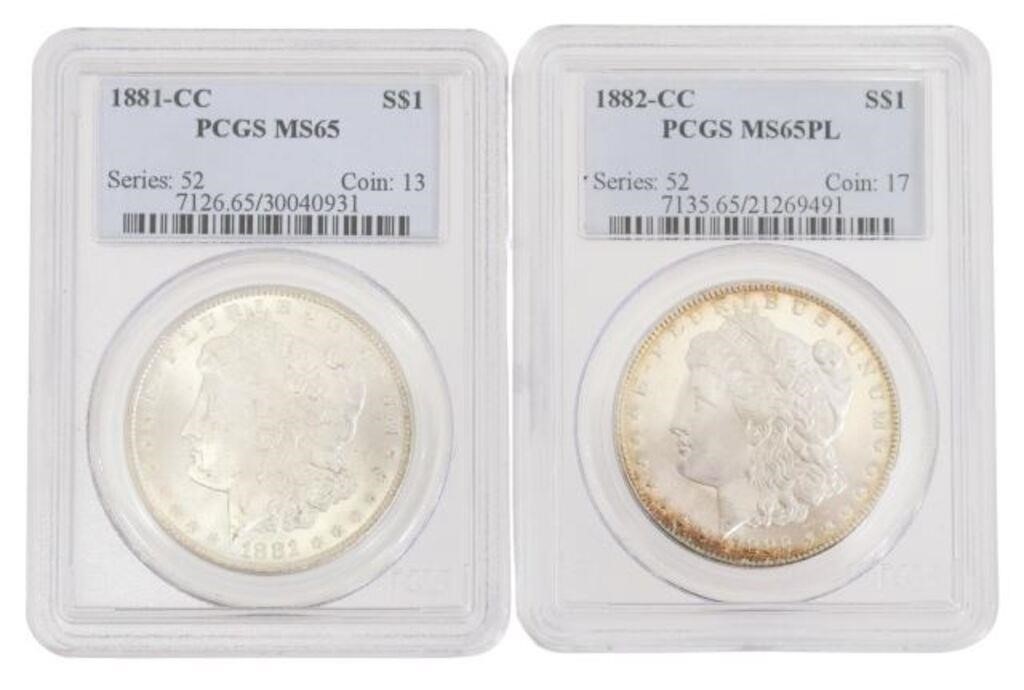 (2) US CARSON CITY SILVER DOLLARS