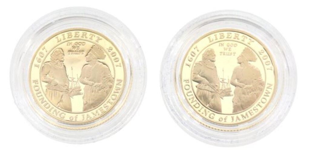 (2) US GOLD PROOF $5 JAMESTOWN