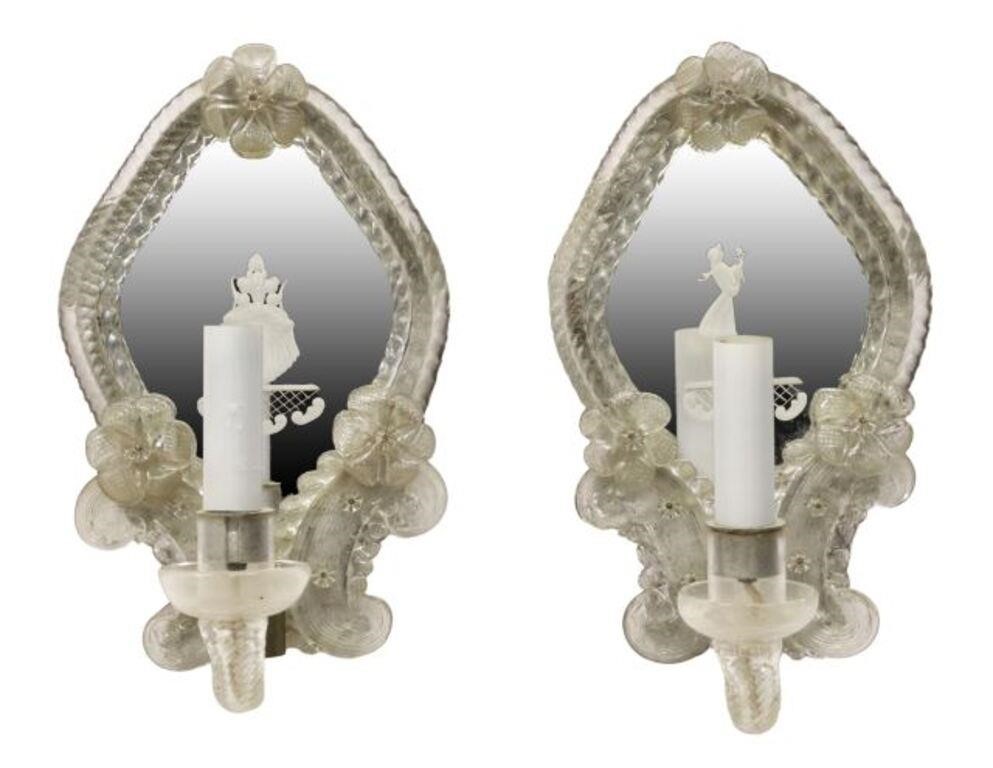 (2) VENETIAN ART GLASS MIRRORED