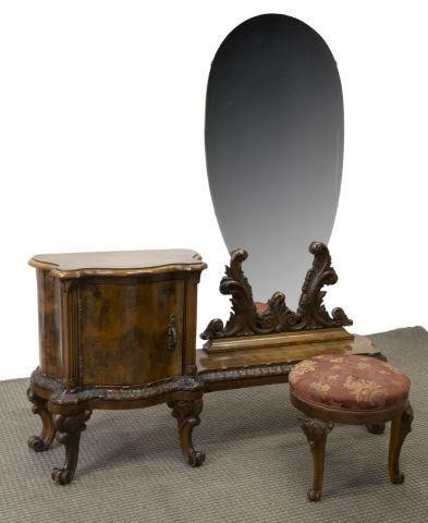 (2) VENETIAN BURLED WALNUT VANITY &