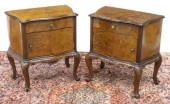 (2) VENETIAN BURLWOOD BEDSIDE