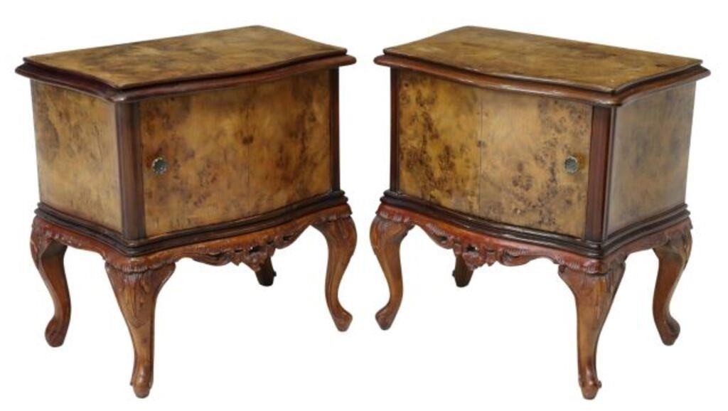(2) VENETIAN BURLWOOD BEDSIDE