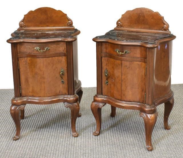 (2) VENETIAN BURLWOOD BOMBE BEDSIDE