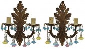 (2) VENETIAN GLASS & GILT META
