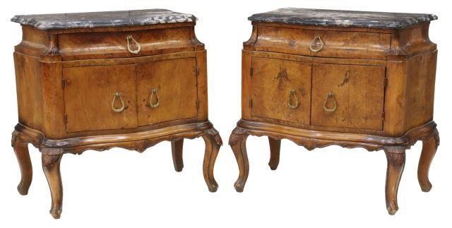 '(2) VENETIAN MARBLE-TOP WALNUT