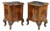 (2) VENETIAN MARBLE-TOP WALNUT