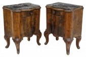 (2) VENETIAN MARBLE-TOP WALNUT