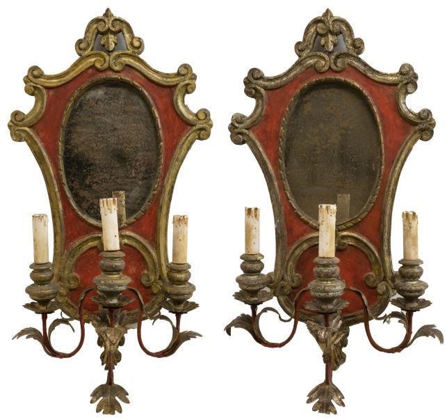 (2) VENETIAN PAINTED MIRRORED