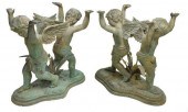 (2) VERDE BRONZE WINGED CHERUB