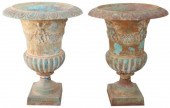 (2) VERDIGRIS CAST IRON CAMPAN