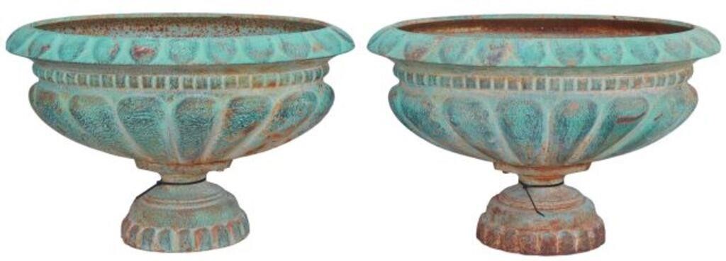 (2) VERDIGRIS PATINATED CAST IRON