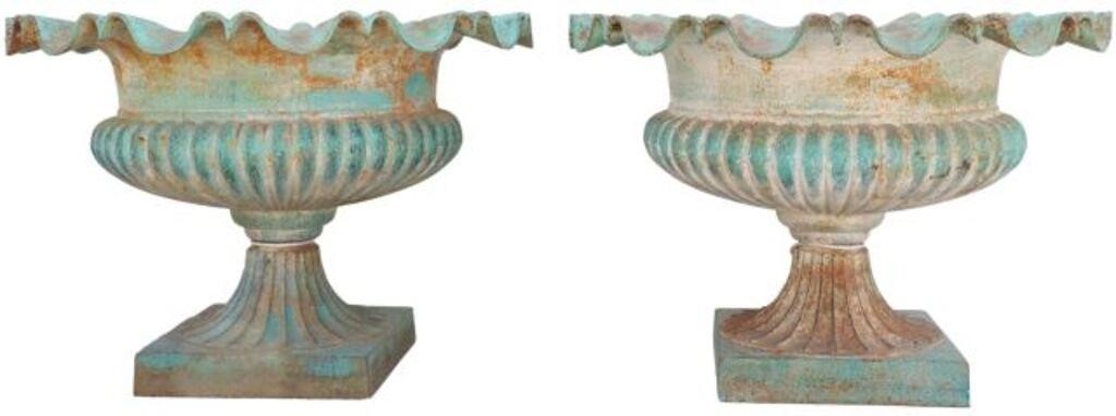 (2) VERDIGRIS PATINATED CAST IRON