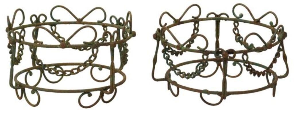 (2) VERDIGRIS PATINATED IRON
