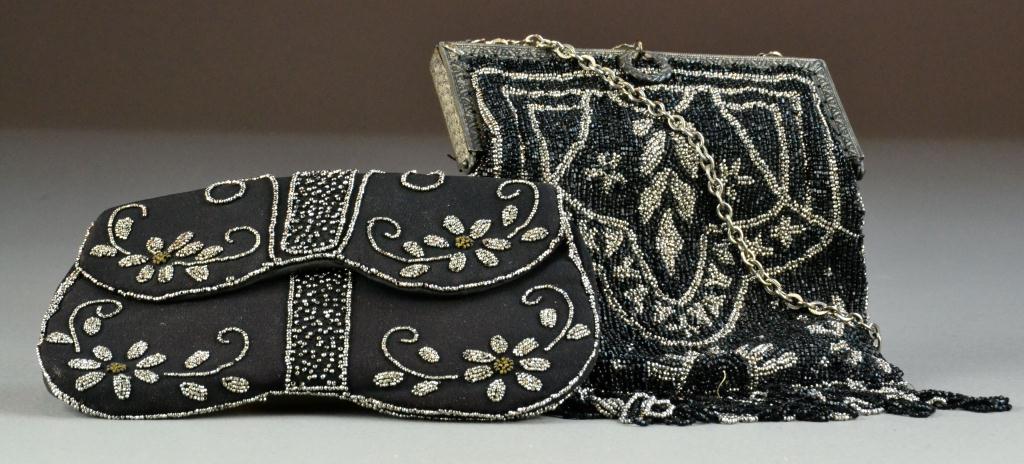 (2) Victorian Black Beaded