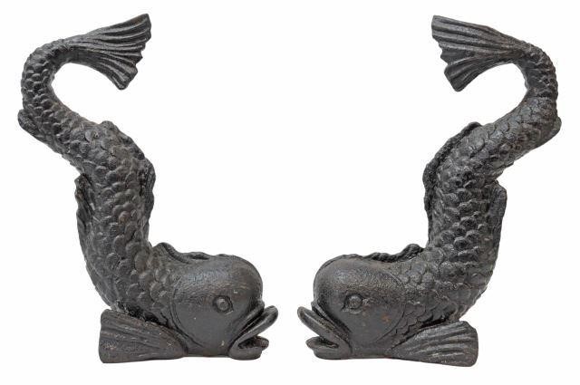 (2) VICTORIAN CAST IRON DOLPHIN