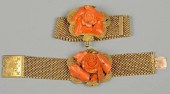 2 VICTORIAN CORAL BRACELETSTwo