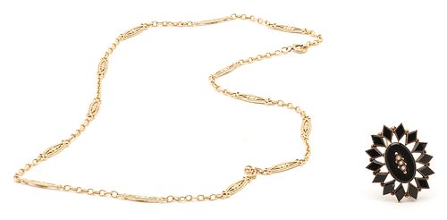 2 VICTORIAN GOLD JEWELRY ITEMS,