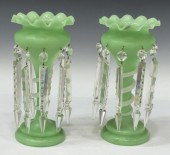 (2) VICTORIAN GREEN OPALINE GL