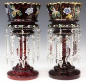 (2) VICTORIAN HAND-PAINTED GLA