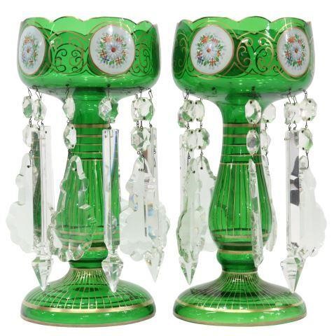 (2) VICTORIAN HAND-PAINTED GLASS
