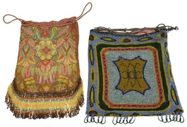 (2) VICTORIAN MICRO BEADED RETICULE
