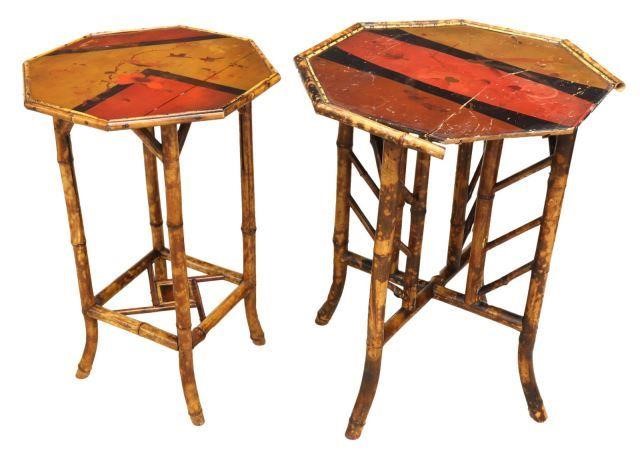 (2) VICTORIAN PAINTED BAMBOO SIDE