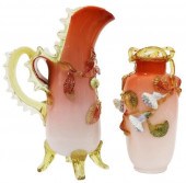2) VICTORIAN PEACHBLOW ART GLA