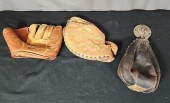 2 Vintage Baseball Mitts and a