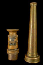 2 VINTAGE BRASS FIRE HOSE NOZZ