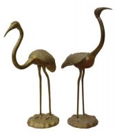 (2) VINTAGE BRASS STANDING CRA