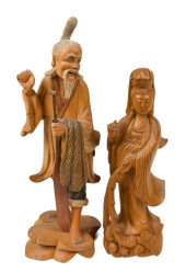 2 VINTAGE CHINESE HAND CARVED