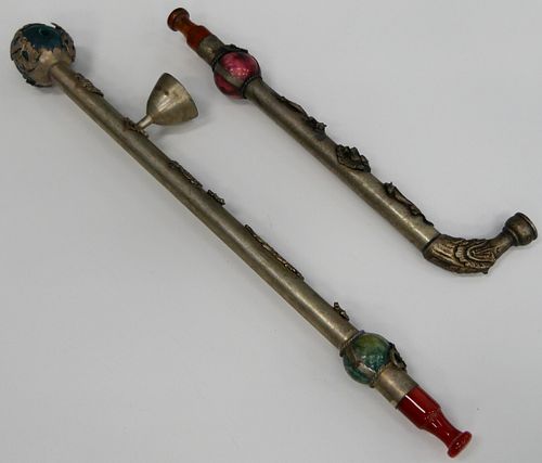 2 VINTAGE CHINESE SILVER JADE &