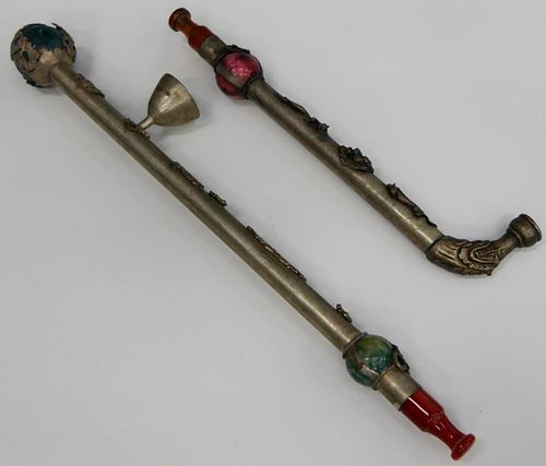 2 VINTAGE CHINESE SILVER JADE &