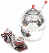 (2) VINTAGE CHROME & RED BAKEL
