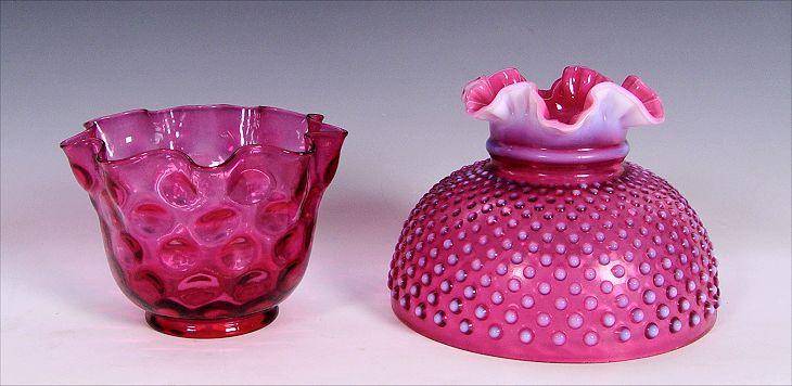 2 VINTAGE CRANBERRY GLASS LAMP