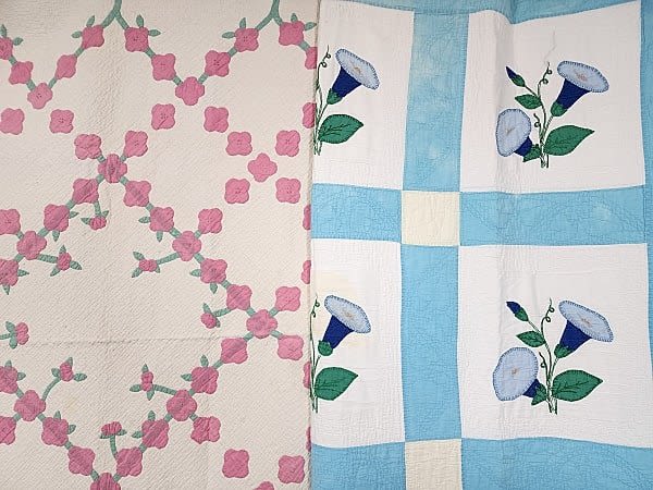 2 Vintage Floral Applique Quilts.