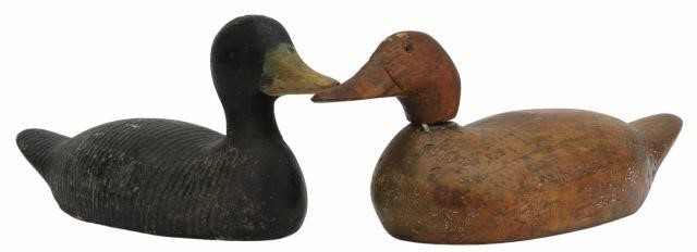(2) VINTAGE HAND-CARVED DUCK