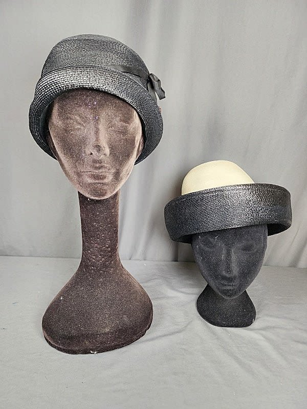 2 vintage hats including a black