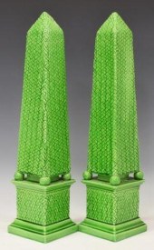 (2) VINTAGE ITALIAN GREEN GLAZ