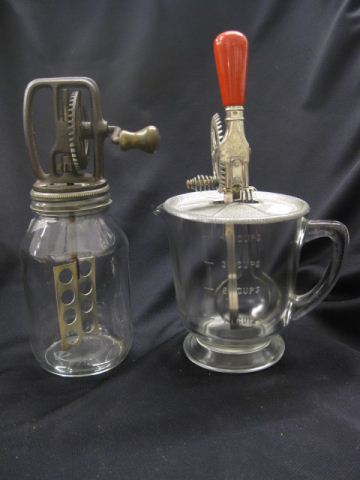 2 Vintage Metal & Glass Mixers